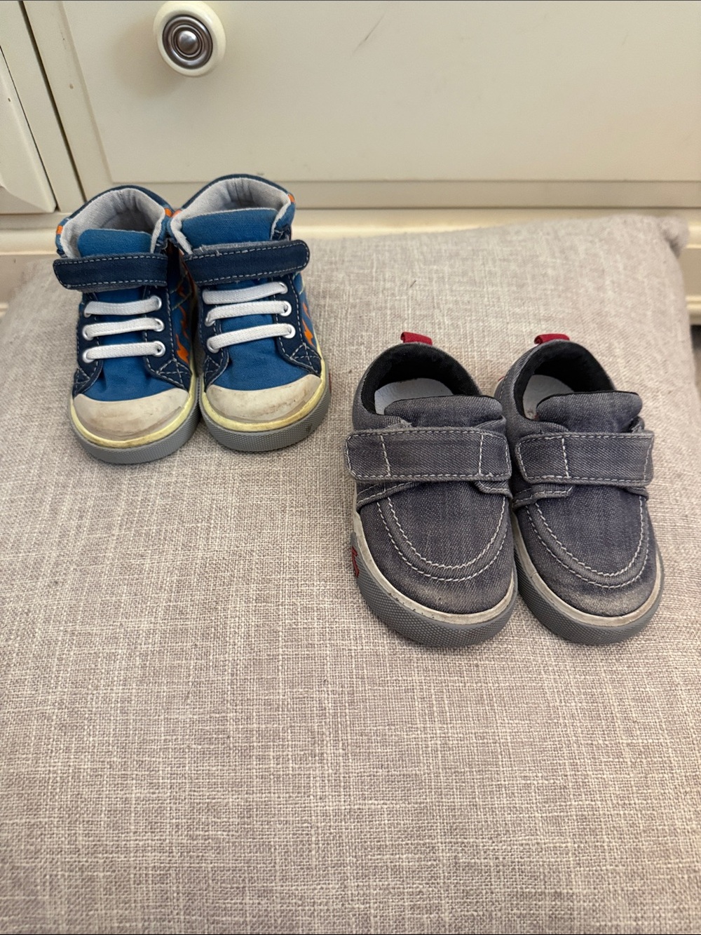 See Kai Run Toddler Sneakers in Blue, Orange & Charcoal